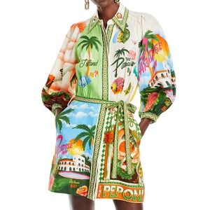 Alemais Paradiso Printed Linen Dress